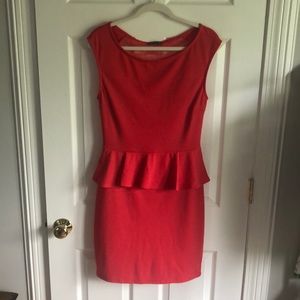 Coral Peplum Lace Back Mini Dress